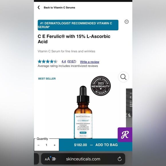 (75% Full) Skinceuticals C E Ferulic® with 15% L-Ascorbic Acid - Picture 2 of 6